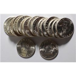 ORIGINAL GEM BU ROLL ( 20 ) 1954 FRANKLIN HALF DOLLARS
