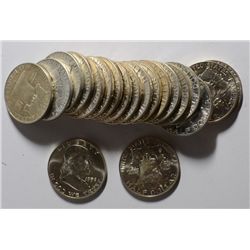ORIGINAL GEM BU ROLL ( 20 ) 1959-D FRANKLIN HALF DOLLARS