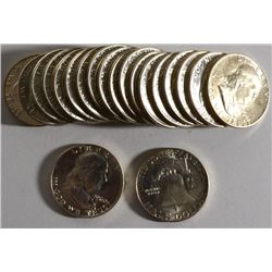 ORIGINAL GEM BU ROLL ( 20 ) 1960 FRANKLIN HALF DOLLARS
