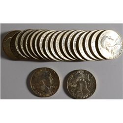 ORIGINAL GEM BU ROLL ( 20 ) 1961-D FRANKLIN HALF DOLLARS