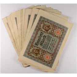 ( 50 ) 100 MARK GERMANY NOTES WITH AN ORIGINAL WRAPPER MARKED 1922 RARE FIND