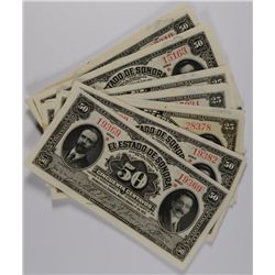 ( 20 ) PCS CHOICE UNCIRCULATED 1913 MEXICO 50 CENTAV0S! VERY NICE NOTES!