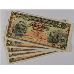 ( 5 ) 1914 CHOICE UNCIRCULATED MEXICO 5 PESOS NOTES M-561 A SCARCE!!