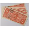 Image 2 : ( 5 ) 1914 CHOICE UNCIRCULATED MEXICO 5 PESOS NOTES M-561 A SCARCE!!
