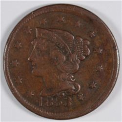 1853 LARGE CENT MINT ERROR, OFF-CENT RARE!!