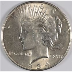 1934-D PEACE SILVER DOLLAR, MS-62  NICE