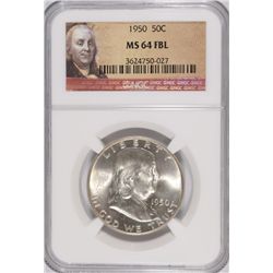 1950 FRANKLIN HALF DOLLAR NGC MS-64 FBL