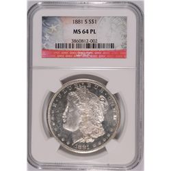 1881-S MORGAN DOLLAR NGC MS-64 PL