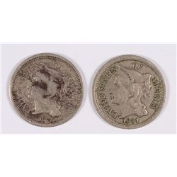 (2) THREE CENT NICKELS (67, 81)