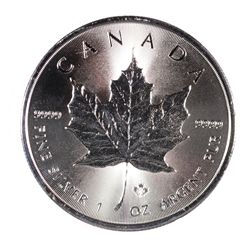 2014 CANADIAN MAPLE LEAF, $5.00 ONE OUNCE .9999 SILVER COIN