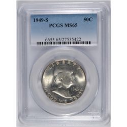 1949-S FRANKLIN HALF DOLLAR, PCGS MS-65 GEM