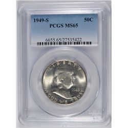 1949-S FRANKLIN HALF DOLLAR, PCGS MS-65 GEM