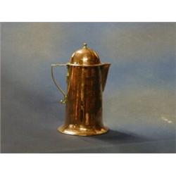 A copper Art Nouveau hotwater jug with brass handle by the Birmingham Guild Ltd England 8" ILLUST...
