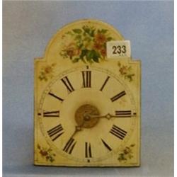 A 19th Century postman's alarm clock, the 6" square arched painted dial with Roman numerals, by C...