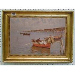 A Barbierri, an oil painting on board "Meditteranean Bay with Fishing Boats" 11" x 16" £700-800...