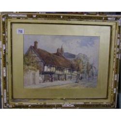 S V Fuidge, watercolour drawing "Street Scene with Buildings and Figures" signed and dated 1881 1...