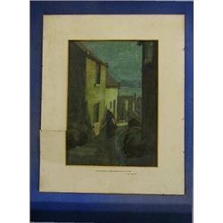 J E Mace, watercolour drawing "A Street in Runswick Village" signed, 14" x 10" £200-300...
