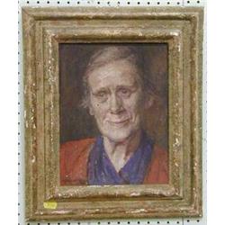 M L N Cuniell, oil painting on board head and shoulders portrait "Mrs Moore" signed, the reverse...