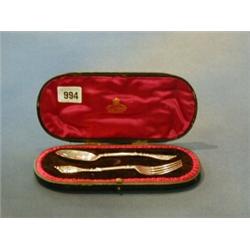 A Victorian silver christening set comprising spoon and fork London 1898 £40-60...
