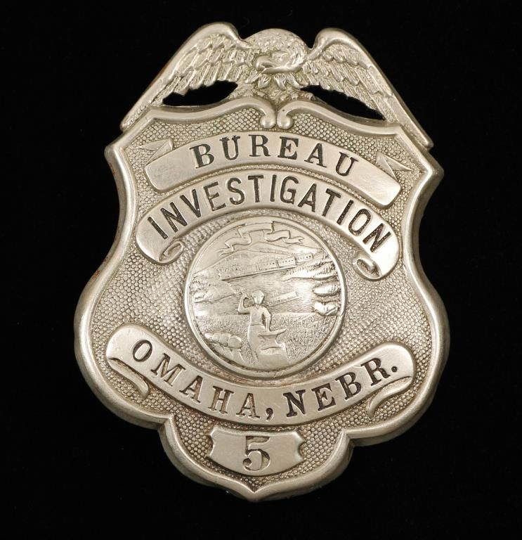 Vintage Bureau Investigation Omaha NE Police Badge