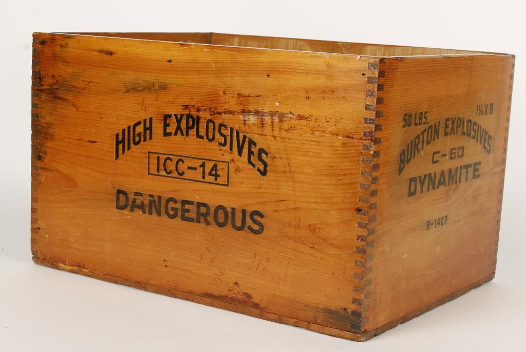 Lidless Wooden Dynamite Box