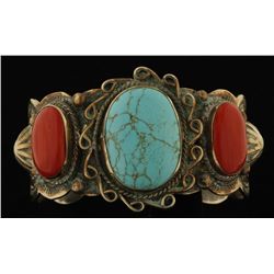 Albert Cleveland Turquoise & Coral Cuff