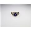 Image 1 : Art Deco Style Round Amethyst and Diamond Ring