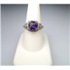 Image 3 : Art Deco Style Round Amethyst and Diamond Ring