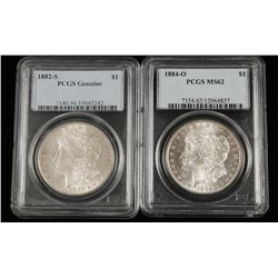 Lot of Two Coins. 1182-S PCGS & 1884-O PCGS MS62