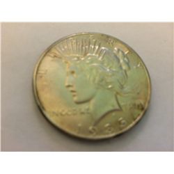 1935 SILVER PEACE DOLLAR MS-60+, RARE DATE