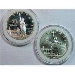 1986-P&S Statue Dollars Gem Cameo Pf & Gem BU