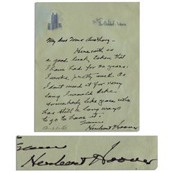 Rare Herbert Hoover Autograph Letter Signed -- ''...Herewith is a good luck token that I have had fo