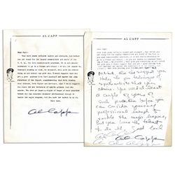 Two Al Capp Letters Signed to an Aspiring Artist Fan -- ''...get a good anatomy book (art anatomy) a