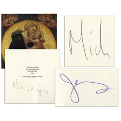 Mick Jagger & Jerry Hall Signed Christmas Card