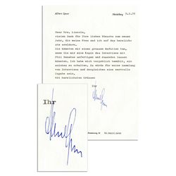 Albert Speer Letter Signed -- ''...You could do me a huge favor if you could make me a copy of the i