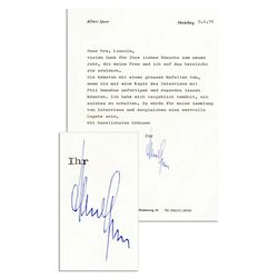 Albert Speer Letter Signed -- ''...You could do me a huge favor if you could make me a copy of the i