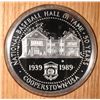 Image 1 : BASEBALL HALL OF FAME 50th ANNIVERSARY 12 OUNCE .999 PROOF SILVER ROUND/WOOD BOX