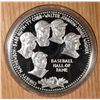 Image 2 : BASEBALL HALL OF FAME 50th ANNIVERSARY 12 OUNCE .999 PROOF SILVER ROUND/WOOD BOX