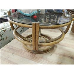 RATTAN TABLE - GLASS TOP