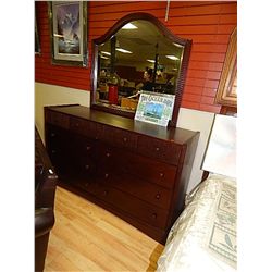 MAHOGANY DRESSER WITH WING MIRROR - 9 DRAWER - NEW