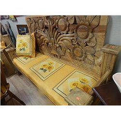HAND CRAFTED AND HIGHLY CARVED LOVE SEAT WITH 1 THROW CUSION