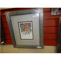 FRAMED LIMITED EDITION - "CARDINAL & SNOWBERRIES - ROBERT BATEMAN