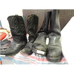 STEEL TOED BOOTS AND COWBOY BOOTS - SIZE 7 MEN OR 9 LADIES