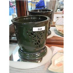 GREEN CERAMIC FLOWER POT - MIRROR NOT INCLUDED