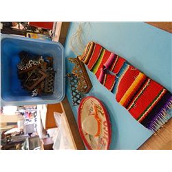 LOT OF ASSORTED MINITURES & TREASURE MAP IN BOTTLE (PUZZLE)