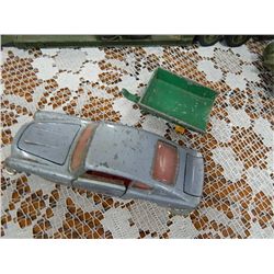 METAL CAR - DINKY & METAL TRAILER - MATCHBOX - 2PC TOTAL