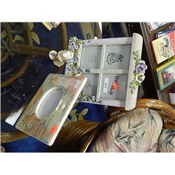 PICTURE FRAMES (2) AND AVON ORNAMENT