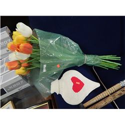 ARTIFICIAL TULIPS AND HOT WATER BOTTLE