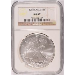 2003 AMERICAN SILVER EAGLE, NGC MS-69 NICE!