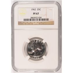 1962 WASHINGTON QUARTER, NGC PROOF-67  SUPER!